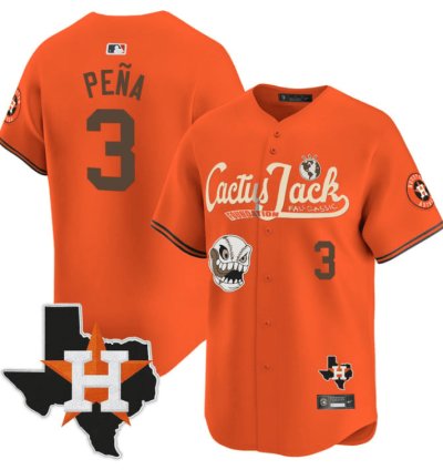 Jeremy Pena 3 Houston Astros Cactus Jack Foundation Fall Classic Limited Jersey Orange