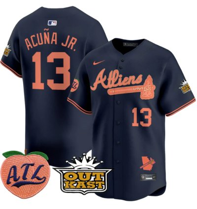 Ronald Acuna Jr Jersey 13 Atlanta Braves Atliens Peach Vapor Premier Limited Stitched