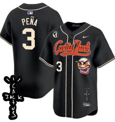 Jeremy Pena 3 Houston Astros Cactus Jack Patch V2 Men Jersey - Black