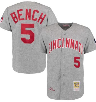 Cincinnati Reds Johnny Bench Gray 1969 Throwback Jersey