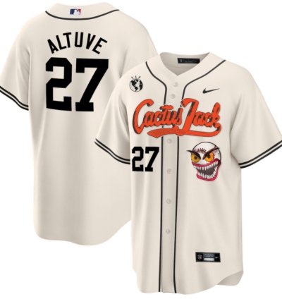 Jose Altuve 27 Houston Astros Cactus Jack Cream Jersey