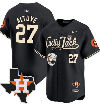 Jose Altuve 27 Houston Astros Cactus Jack Foundation Fall Classic Limited Jersey Black