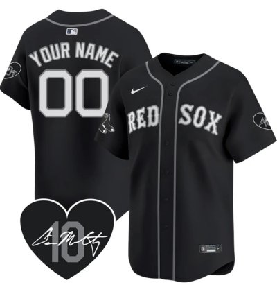 Custom Boston Red Sox Jersey Dave Mccarty Memorial Patch Stitched Black