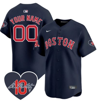 Custom Boston Red Sox Jersey Dave Mccarty Memorial Patch Stitched Navy