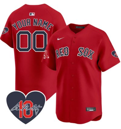 Custom Boston Red Sox Jersey Dave Mccarty Memorial Patch Stitched Red