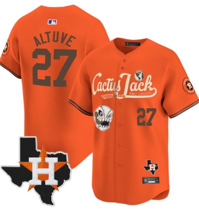 Jose Altuve 27 Houston Astros Cactus Jack Foundation Fall Classic Limited Jersey Orange