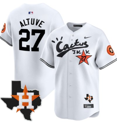 Jose Altuve 27 Houston Astros Cactus Jack Houston Patch Limited Jersey White