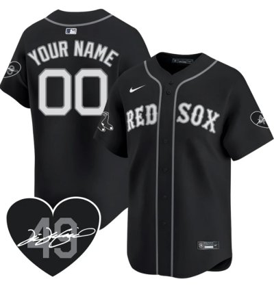 Custom Boston Red Sox Jersey Tim Wakefield Limited Memorial Patch Stitched Black