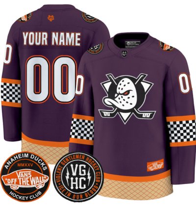Custom Anaheim Ducks Jersey Checkerboard 2025 Premium All Stitched Purple