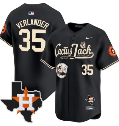 Justin Verlander 35 Houston Astros Cactus Jack Foundation Fall Classic Black Limited Jersey