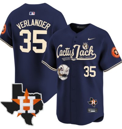 Justin Verlander 35 Houston Astros Cactus Jack Foundation Fall Classic Limited Jersey Navy