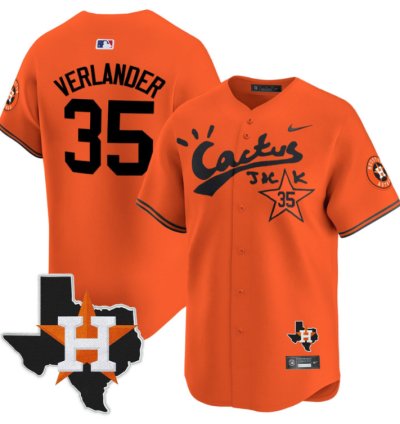 Justin Verlander 35 Houston Astros Cactus Jack Houston Patch Orange Limited Jersey