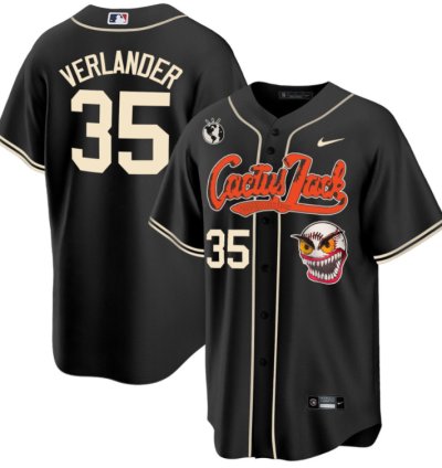 Justin Verlander 35 Houston Astros Cactus Jack Men Jersey - Black