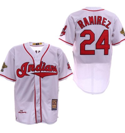 Cleveland Indians Manny Ramirez White 1995 Throwback Jersey