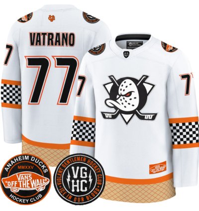 Frank Vatrano Jersey 77 Anaheim Ducks Checkerboard 2025 Premium Stitched White