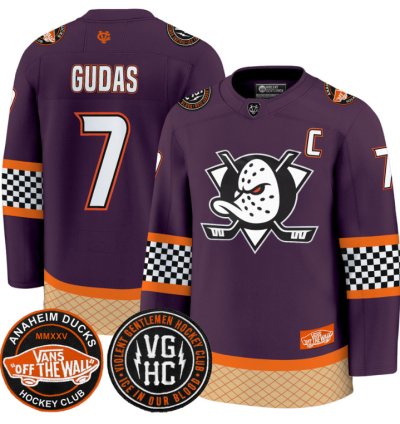 Radko Gudas Jersey 7 Anaheim Ducks Checkerboard 2025 Premium Stitched Purple