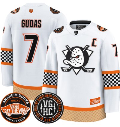 Radko Gudas Jersey 7 Anaheim Ducks Checkerboard 2025 Premium Stitched White