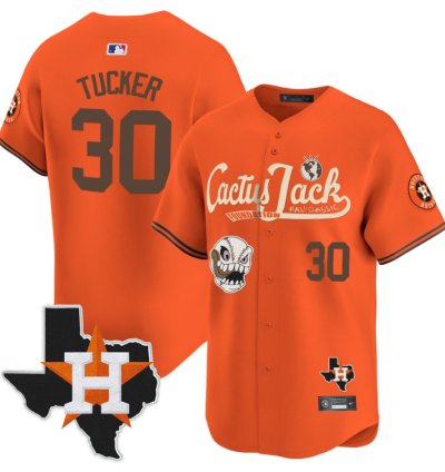 Kyle Tucker 30 Houston Astros Cactus Jack Foundation Fall Classic Limited Jersey Orange