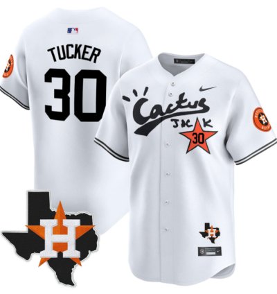 Kyle Tucker 30 Houston Astros Cactus Jack Houston Patch Limited Jersey White