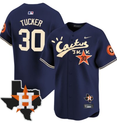Kyle Tucker 30 Houston Astros Cactus Jack Houston Patch Navy Limited Jersey
