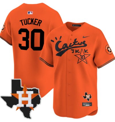 Kyle Tucker 30 Houston Astros Cactus Jack Houston Patch Orange Limited Jersey