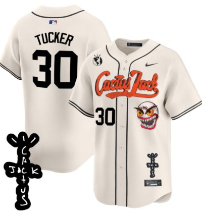 Kyle Tucker 30 Houston Astros Cactus Jack Patch V2 Men Jersey - Cream