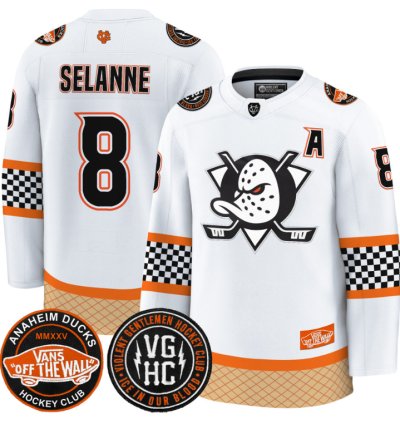 Teemu Selänne Jersey 8 Anaheim Ducks Checkerboard 2025 Premium Stitched White