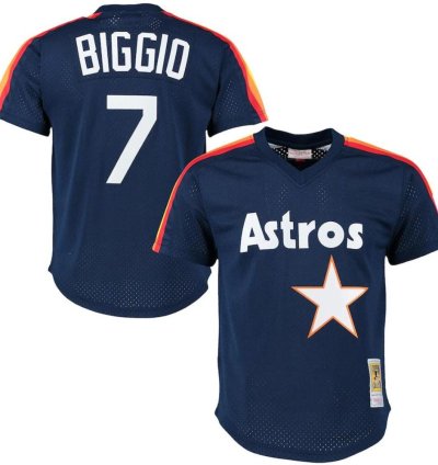 Houston Astros Craig Biggio Navy 1991 Throwback Mesh Pullover Jersey