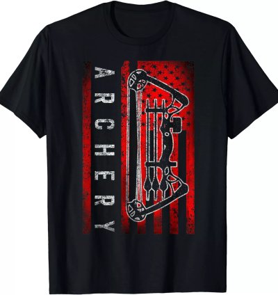 American Flag Bowhunting Bow Archery For Deer Hunter T-shirt S-5xl