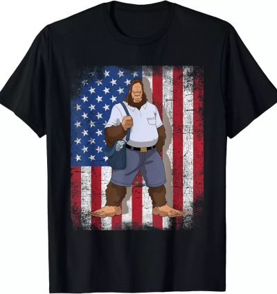 Bigfoot Postal Worker American Flag Us Postal Service T-shirt S-5xl