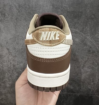 220 Nk Dunk Low Brown Plaid White And Brown Splicing S