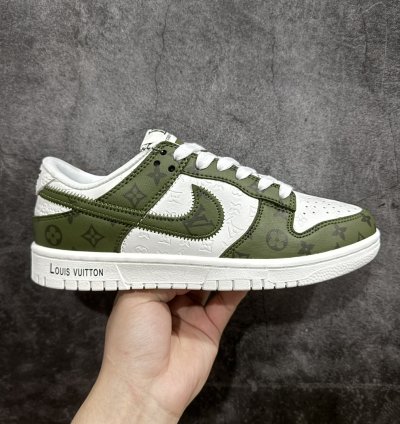 300 Nike Sb Dunk Low X Louis Vuitton White And Green Full P