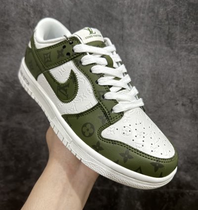 300 Nike Sb Dunk Low X Louis Vuitton White And Green Full P