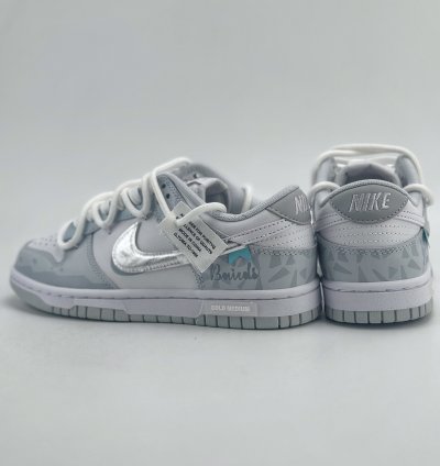 240 Nike Sb Dunk Low Silver Deconstruction Light Gray Blue Hf0730-160 -