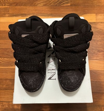 1400 Black Glitter Curb Sneakers