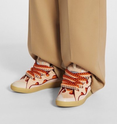 Bnwt Ss23 Lanvin Curb Sneakers Pale Pink Mango 44