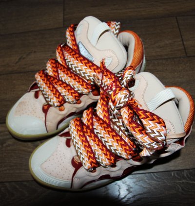 Bnwt Ss23 Lanvin Curb Sneakers Pale Pink Mango 44