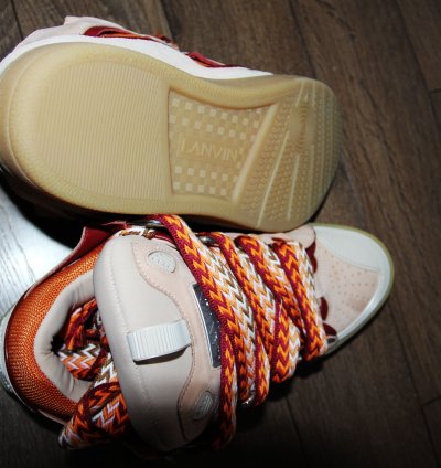Bnwt Ss23 Lanvin Curb Sneakers Pale Pink Mango 44