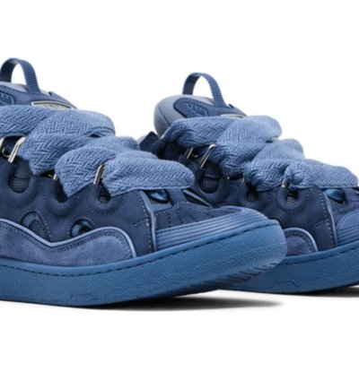 Bnwt Ss24 Lanvin Basket Curb Monochrome Sneakers Blue 40