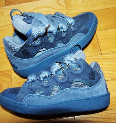 Bnwt Ss24 Lanvin Basket Curb Monochrome Sneakers Blue 41