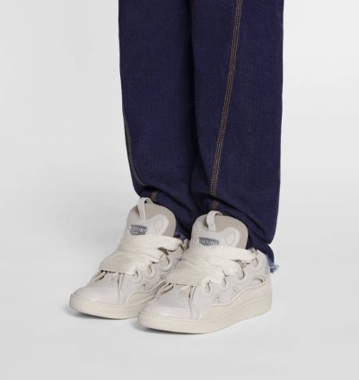 Bnwt Ss24 Lanvin Basket Curb Monochrome Sneakers Peach 40