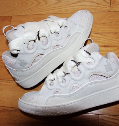 Bnwt Ss24 Lanvin Basket Curb Monochrome Sneakers Peach 40