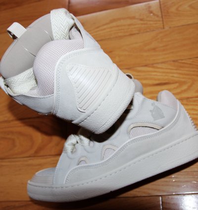 Bnwt Ss24 Lanvin Basket Curb Monochrome Sneakers Peach 40
