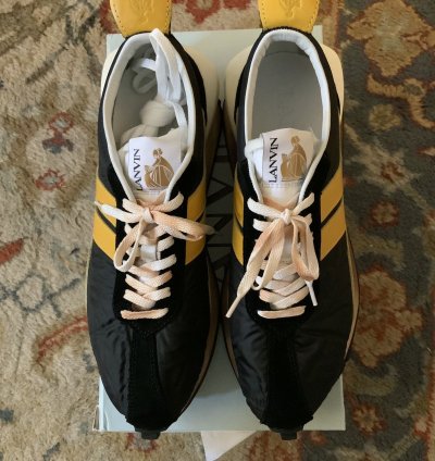 Brand New Lanvin Nylon Bumper Sneaker Navy And Gold Size 45