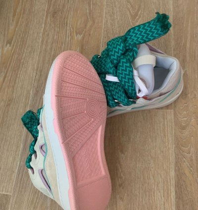Brandnew Lanvin White Pink Turquoise Curb Sneaker Sz 40