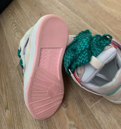 Brandnew Lanvin White Pink Turquoise Curb Sneaker Sz 40