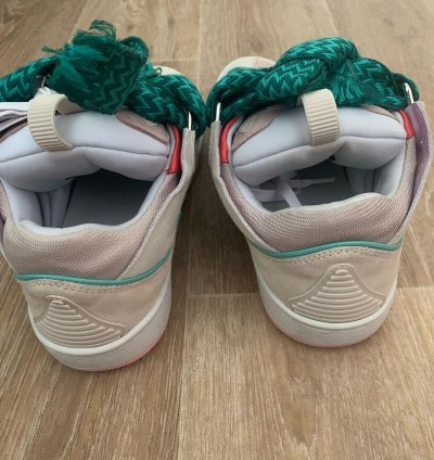 Brandnew Lanvin White Pink Turquoise Curb Sneaker Sz 40