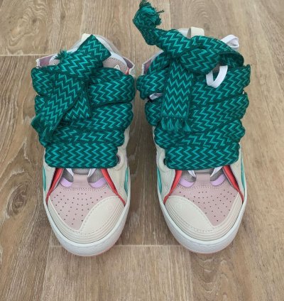 Brandnew Lanvin White Pink Turquoise Curb Sneaker Sz 40