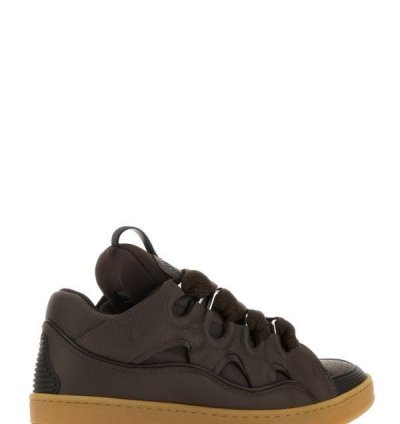 Chocolate Leather Curb Sneakers