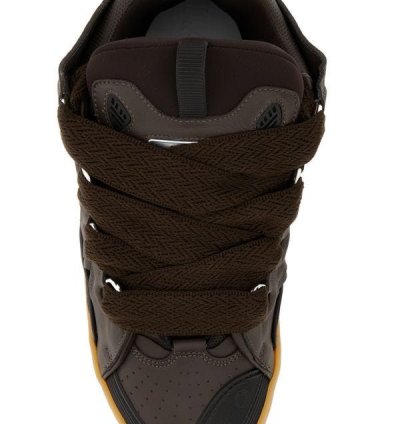 Chocolate Leather Curb Sneakers